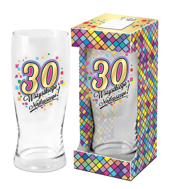 Szklanka do piwa Mozaika - 30 Wszystkiego najlepszego