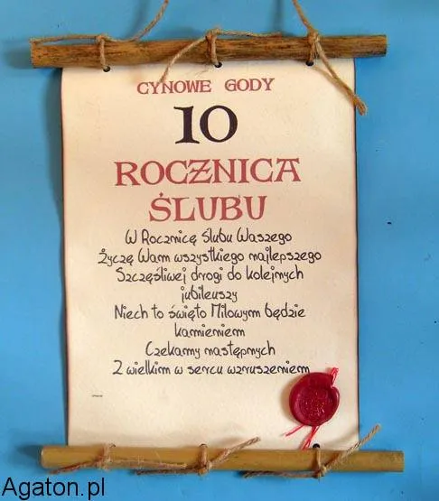Dyplom z bambusem - 10 rocznica ślubu - cynowe gody