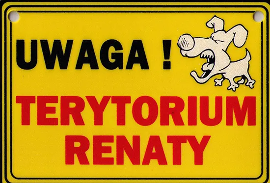 Tabliczka żółta - Uwaga! Terytorium Renaty