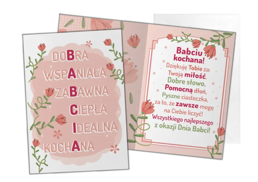 Karnet B6 -Babcia dobra, wspaniała, zabawna, ciepła, ....