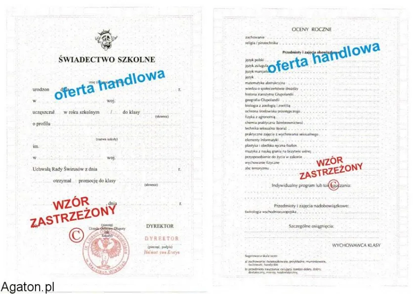 Świadectwo liceum bez paska