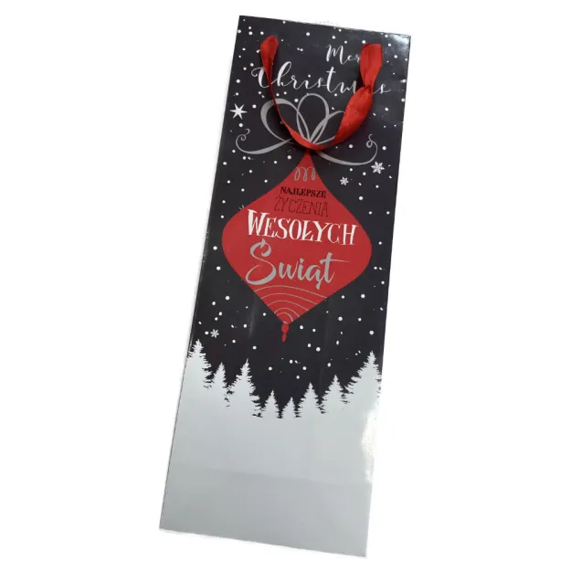 Torebka na butelkę Kukartka - Merry Christmas. Najlepsze życzenia Wesołych Świąt.