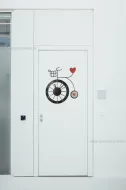 Zegar na ścianę lub drzwi - Bicykl (serce)