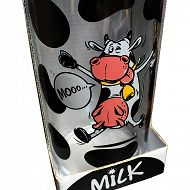 Butelka szklana na mleko 1L - Szczęśliwa krowa z dzwonkiem