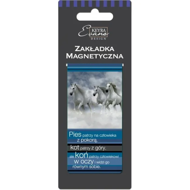 Zakładka magnetyczna do książki - Pies patrzy na człowieka z pokorą, kot patrzy z góry, ale koń patrzy człowiekowi w oczy i widzi go równym sobie