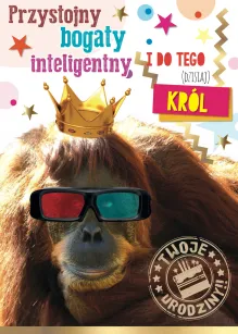 Karnet 3D - Twoje urodziny. Przystojny, bogaty, inteligentny i do tego król.