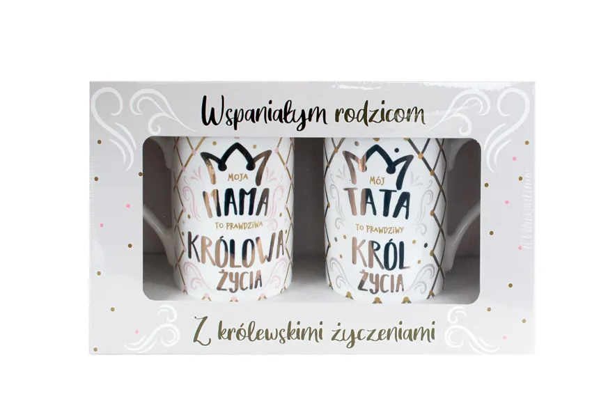 Kubki para dla wspaniałych rodziców - Moja Mama to prawdziwa królowa życia / Mój Tata to prawdziwy król życia