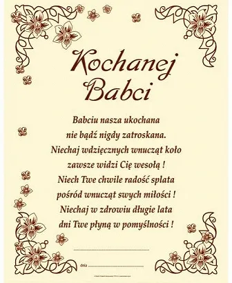Dyplom -  Kochanej Babci