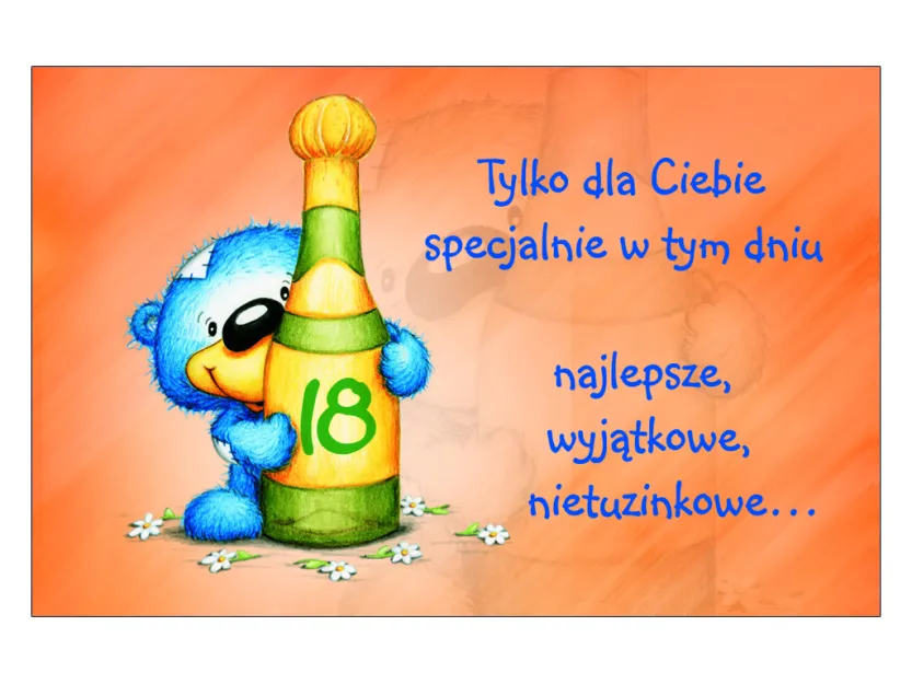 Karta kredytowa - 18 -Tylko dla Ciebie specjalnie w tym dniu najlepsze, wyjątkowe, ...życzenia odlotowe