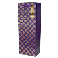 Torebka na butelkę Kukartka - Kwiatowe wzory na fioletowym tle