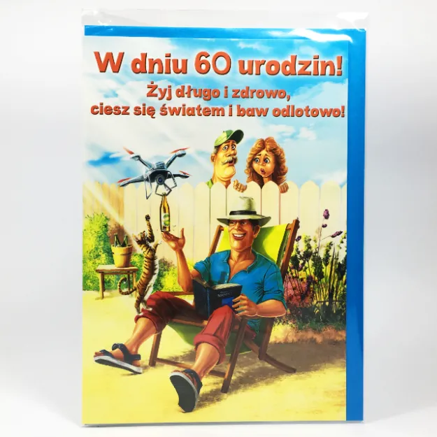 Karnet A5 - W dniu 60 urodzin - Żyj dlugo i zdrowo, ciesz się światem i baw odlotowo