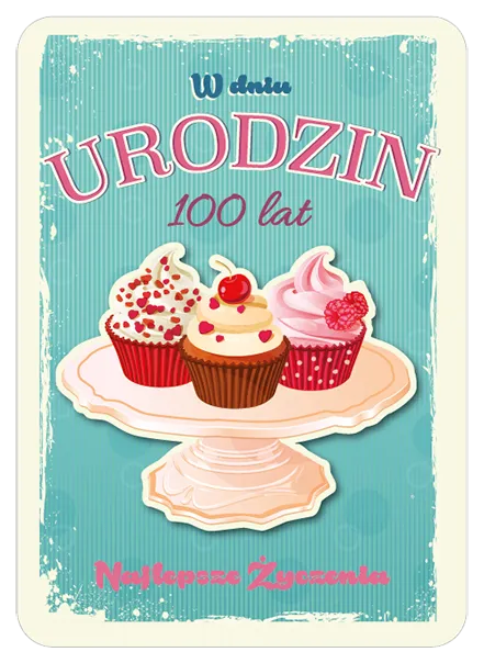 Karnet 3D z życzeniami - W dniu urodzin. 100 lat. Najlepsze życzenia.