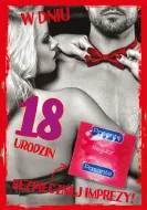 Karnet + prezerwatywa - W dniu 18 urodzin! Bezpiecznej imprezy!