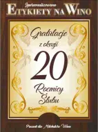 Etykieta na wino - Gratulacje z okazji 20 rocznicy ślubu