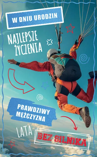 Karnet AS - W dniu urodzin najlepsze życzenia. Prawdziwy mężczyzna lata bez silnika