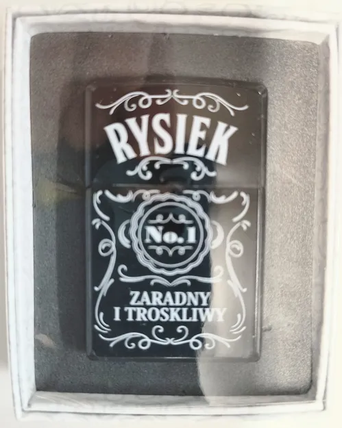 Zapalniczka z imieniem - Rysiek No.1 zaradny i troskliwy (czarna)