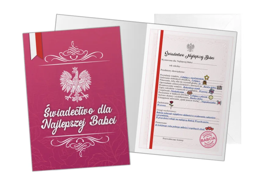 Karnet B6 - Świadectwo dla najlepszej Babci