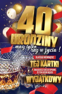 Karnet + naklejka na butelkę - 40 urodziny