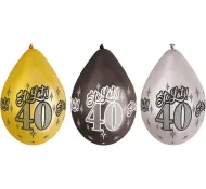 Balony metaliczne - 40 sto lat (kpl 6szt)