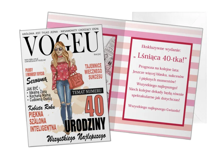 Kartka C5 - VOGEU temat numeru - 40 urodziny