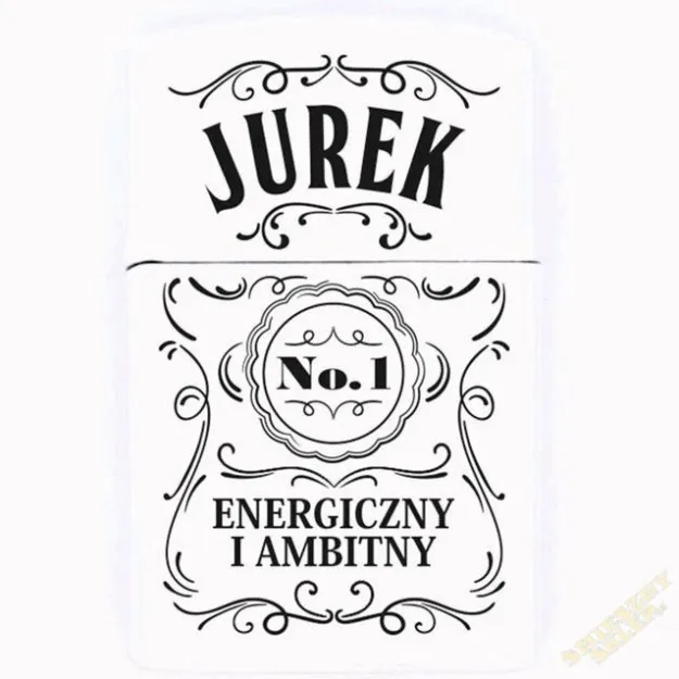 Zapalniczka z imieniem (biała) - Jurek No.1 energiczny i ambitny