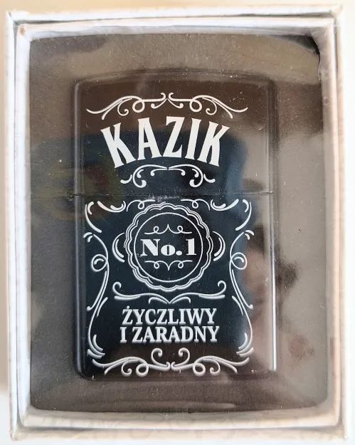 Zapalniczka z imieniem - Kazik No.1 życzliwy i zaradny (czarna)