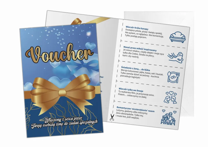 Kartka C5 - Voucher wręczony z serca przez Twoją osobistą żonę do zadań specjalnych