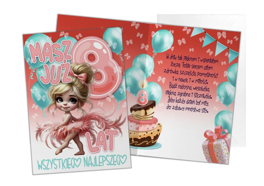 Kartka C5 - Masz już 8 lat wszystkiego najlepszego