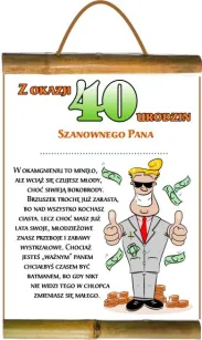 Dyplom z bambusem - Z okazji 40 urodzin szanownego Pana ...