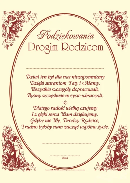 Dyplom -  Podziękowanie rodzicom