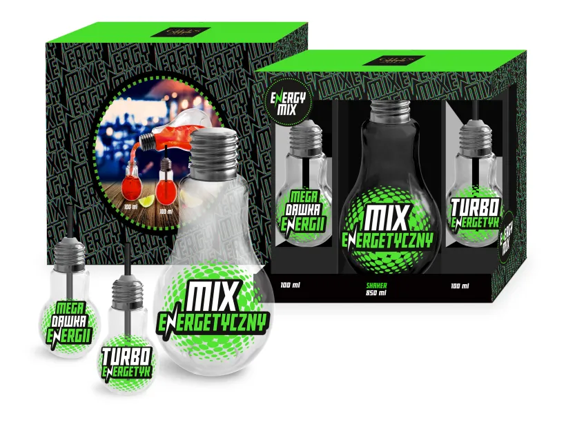 Zestaw Energy Mix - Shaker + 2 szklanki, żarówki
