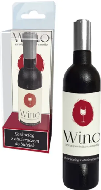 Korkociąg z otwieraczem - Wino jest odpowiedzią na wszystko