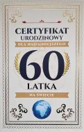 Karnet - Certyfikat urodzinowy 60 latka
