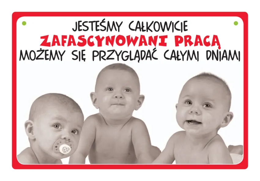 Tabliczka Kukartka cool - Jesteśmy całkowicie zafascynowani pracą, możemy się przyglądać całymi dniami.