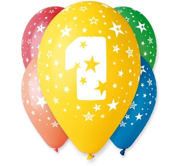 Balony 1 - pastelowe 5szt stojące