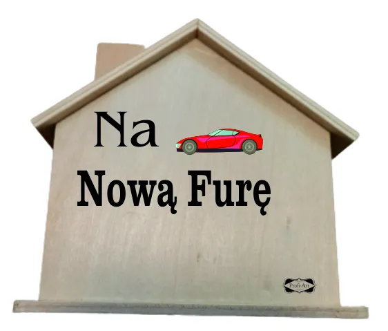 Skarbonka domek - Na nową furę (czerwone auto)