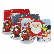 Bokserki Świąteczne chłopięce - Święty Mikołaj, miś, bałwanek