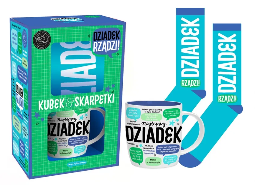 Zestaw kubek + skarpety - Dziadek rządzi. Najlepszy Dziadek