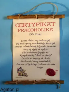 Dyplom z bambusem - Certyfikat pracoholika