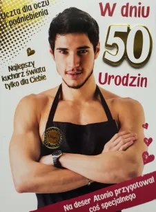 Karnet - w dniu 50 urodzin na deser Antonio przygotował coś specjalnego