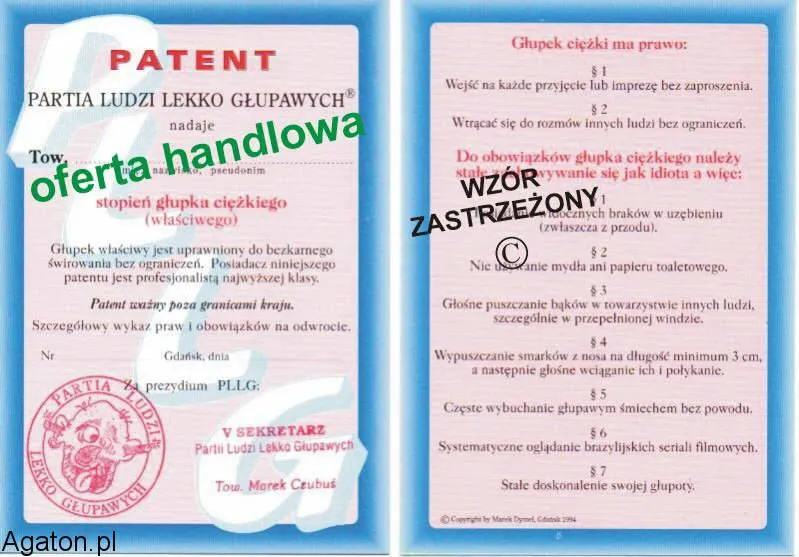 Patent głupka ciężkiego