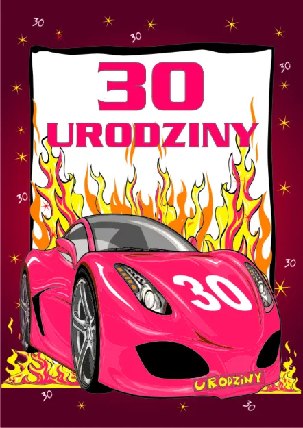 Kartka z jajem - 30 urodziny - samochód