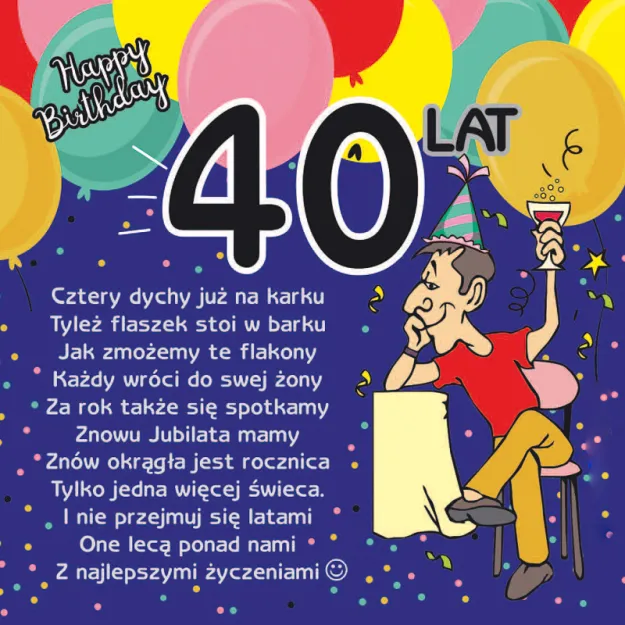 Podkładka magnetyczna - 40 lat. Dla Pana. Cztery dychy już na karku...