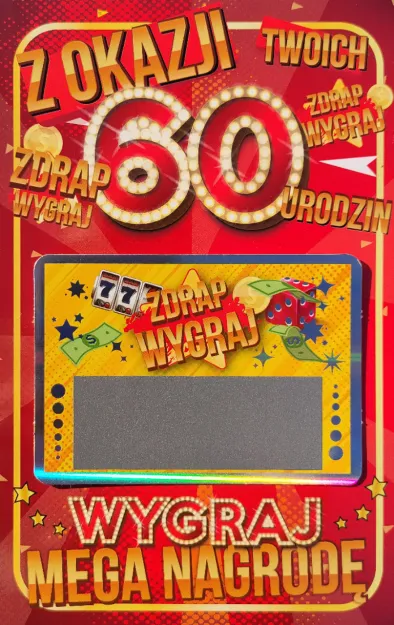 Karnet CZ + zdrapka - Z okazji Twoich 60 urodzin, zdrap wygraj mega nagrodę