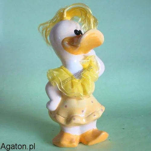 Kaczka ceramiczna z włosami i żabotem