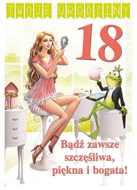Karnet A5 - Twoje 18 urodziny. Bądź zawsze szczęśliwa, piękna i bogata!