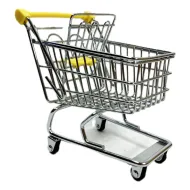 Piórnik biurowy - (żółty) Mini wózek marketowy na zakupy