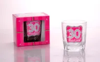 Szklanka whisky brokat - 30 urodziny (herb, różowe tło) - 2