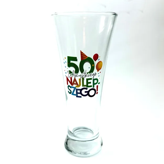 Szklanka wysoka  - 50 Wszystkiego najlepszego - bez opakowania