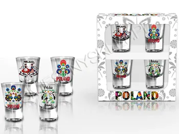 Zestaw 4 kieliszków folk mix - Polska - Poland
